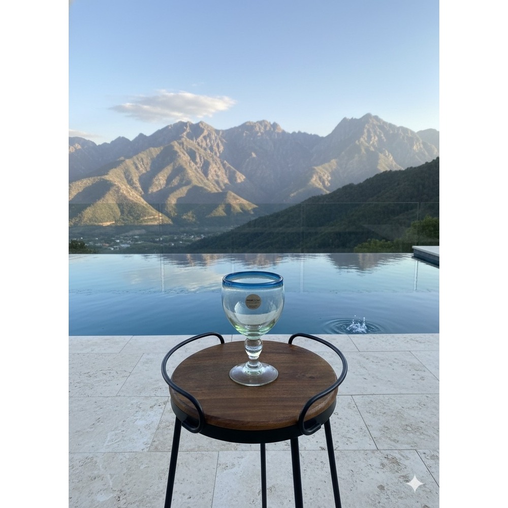 Amici Home Handblown Recycled Glass Goblet Made In Mexico NWT